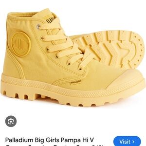 New Palladium Kids Yellow High-Top Canvas Sneaker Boot